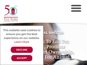 'fiveacresanimalshelter.org' screenshot