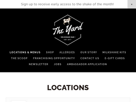 'theyardmilkshakebar.com' screenshot