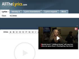 'allthelyrics.com' screenshot