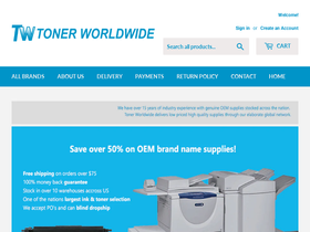 tonerworldwide.com homepage screenshot