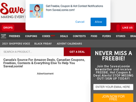 'savealoonie.com' screenshot