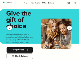 'giftcards.com.au' screenshot