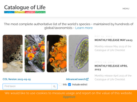 'catalogueoflife.org' screenshot