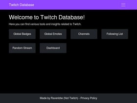 'twitchdatabase.com' screenshot