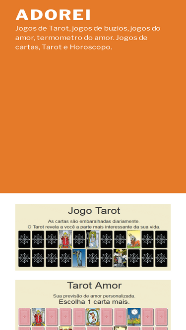 Adorei – Jogos de Tarot, jogos de buzios, jogos do amor