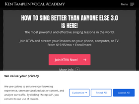 'kentamplinvocalacademy.com' screenshot
