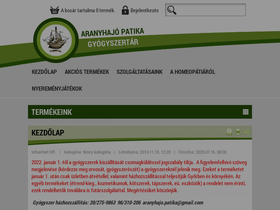 'aranyhajo-patika.hu' screenshot