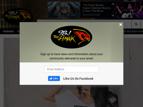 '981thehawk.com' screenshot