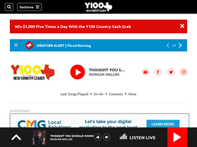 'y100fm.com' screenshot