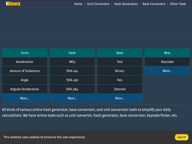 'hextobinary.com' screenshot