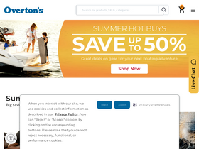 'overtons.com' screenshot
