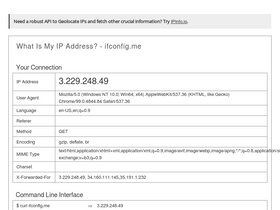 'ifconfig.me' screenshot