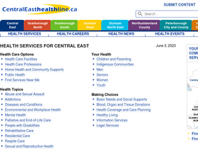 'centraleasthealthline.ca' screenshot