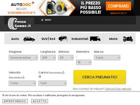 'prezzogomme.it' screenshot