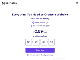 'hostinger.co.uk' screenshot
