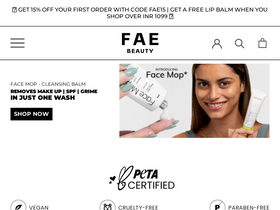 FAE BEAUTY website screenshot