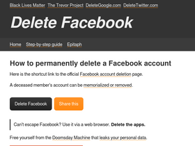 'deletefacebook.com' screenshot