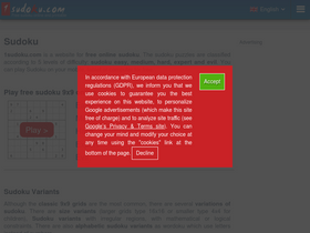 '1sudoku.com' screenshot