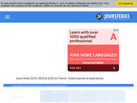 'joursferies.fr' screenshot