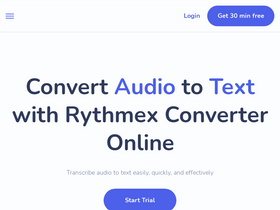 Rythmex - Multilingual, rapid audio/video-to-text transcription with seamless API integration and broad format support.