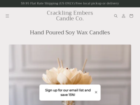 cracklingemberscandleco.com homepage screenshot