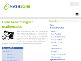 'emathzone.com' screenshot