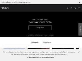 'tumi.com' screenshot