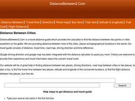'distancebetween2.com' screenshot