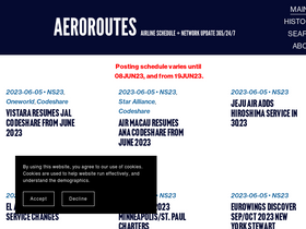 'aeroroutes.com' screenshot