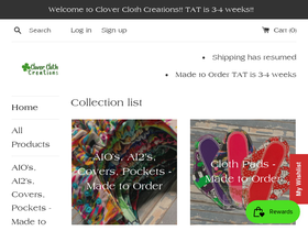cloverclothcreations.com homepage screenshot