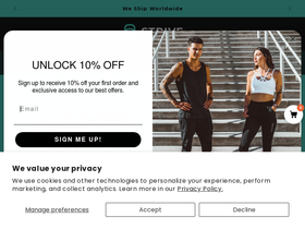 strive-sportswear.com homepage screenshot