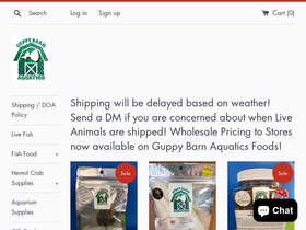 guppybarnaquatics.com homepage screenshot