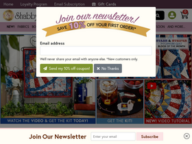 'shabbyfabrics.com' screenshot