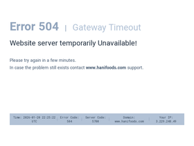 'hanifoods.com' screenshot