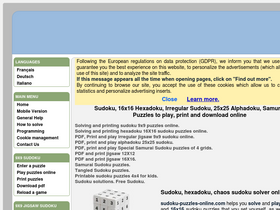 Irregular Hexadoku puzzles - 16x16 Irregular Sudoku - to play online.