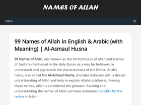 'namesofallah.co.uk' screenshot