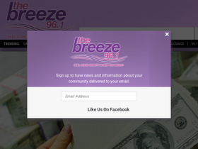 '961thebreeze.com' screenshot
