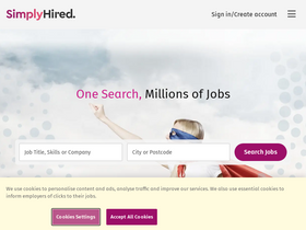 'simplyhired.co.uk' screenshot