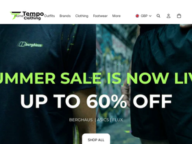 Tempo Clothing homepage screenshot