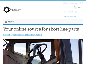 shortlineparts.com homepage screenshot