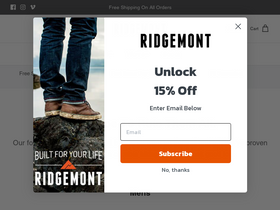Ridgemont Outfitters homepage screenshot