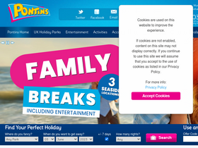 'pontins.com' screenshot