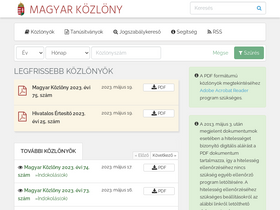 'magyarkozlony.hu' screenshot