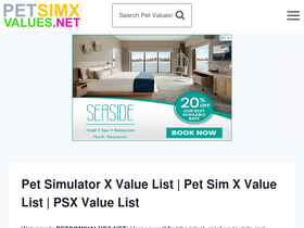 'petsimxvalues.net' screenshot