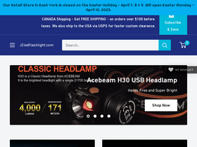 j2ledflashlight.com homepage screenshot