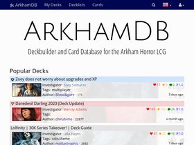 'arkhamdb.com' screenshot