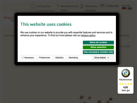 'bingenheimersaatgut.de' screenshot