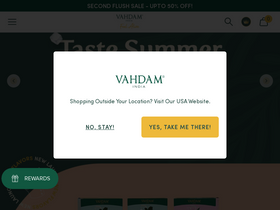 Vahdam Teas homepage screenshot