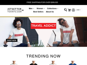 jetsettertshirts.com homepage screenshot