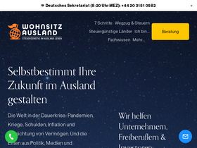 'wohnsitzausland.com' screenshot